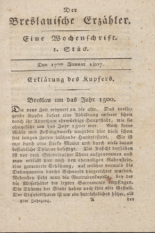 Der Breslauische Erzähler : eine Wochenschrift. Jg.8, Stück 1 (17 Januar 1807) + wkładka