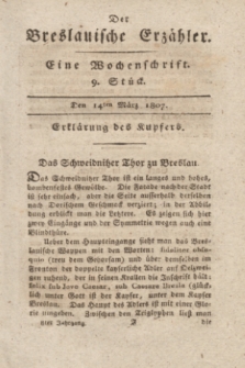 Der Breslauische Erzähler : eine Wochenschrift. Jg.8, Stück 9 (14 März 1807) + wkładka