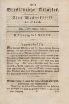 Der Breslauische Erzähler : eine Wochenschrift. Jg.8, Stück 10 (21 März 1807) + wkładka