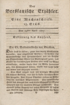 Der Breslauische Erzähler : eine Wochenschrift. Jg.8, Stück 15 (25 April 1807) + wkładka