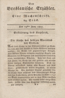 Der Breslauische Erzähler : eine Wochenschrift. Jg.8, Stück 24 (24 Juni 1807) + wkładka