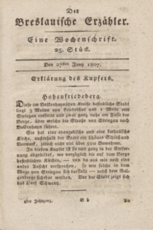 Der Breslauische Erzähler : eine Wochenschrift. Jg.8, Stück 25 (27 Juni 1807) + wkładka