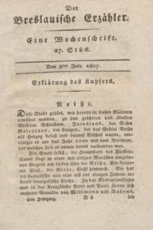 Der Breslauische Erzähler : eine Wochenschrift. Jg.8, Stück 27 (8 July 1807) + wkładka