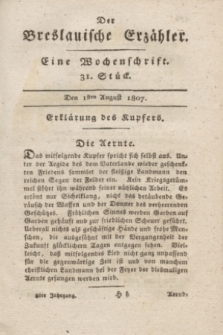 Der Breslauische Erzähler : eine Wochenschrift. Jg.8, Stück 31 (1 August 1807) + wkładka