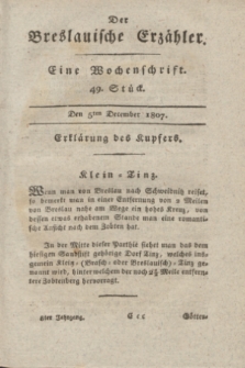 Der Breslauische Erzähler : eine Wochenschrift. Jg.8, Stück 49 (5 December 1807) + wkładka