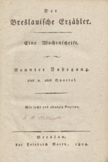 Der Breslauische Erzähler : eine Wochenschrift. Register zum ersten und zweiten Quartal des neunten Jahrgangs (1808)
