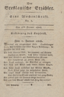 Der Breslauische Erzähler : eine Wochenschrift. Jg.9, No. 1 (2 Januar 1808) + dod. + wkładka