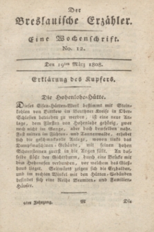 Der Breslauische Erzähler : eine Wochenschrift. Jg.9, No. 12 (19 März 1808) + dod. + wkładka