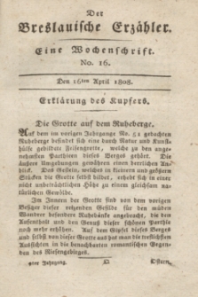 Der Breslauische Erzähler : eine Wochenschrift. Jg.9, No. 16 (16 April 1808) + dod. + wkładka