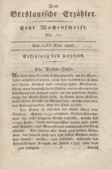 Der Breslauische Erzähler : eine Wochenschrift. Jg.9, No. 21 (21 May 1808) + dod. + wkładka