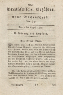Der Breslauische Erzähler : eine Wochenschrift. Jg.9, No. 34 (20 August 1808) + dod. + wkładka