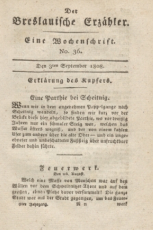 Der Breslauische Erzähler : eine Wochenschrift. Jg.9, No. 36 (3 September 1808) + dod.