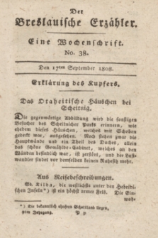 Der Breslauische Erzähler : eine Wochenschrift. Jg.9, No. 38 (17 September 1808) + dod. + wkładka