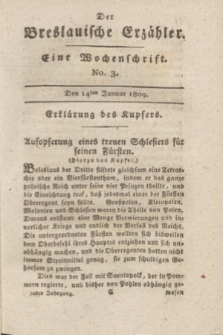 Der Breslauische Erzähler : eine Wochenschrift. Jg.10, No. 3 (14 Januar 1809) + wkładka