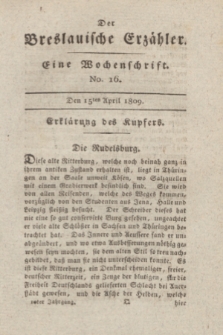 Der Breslauische Erzähler : eine Wochenschrift. Jg.10, No. 16 (15 April 1809) + wkładka