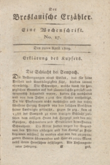 Der Breslauische Erzähler : eine Wochenschrift. Jg.10, No. 17 (22 April 1809) + wkładka