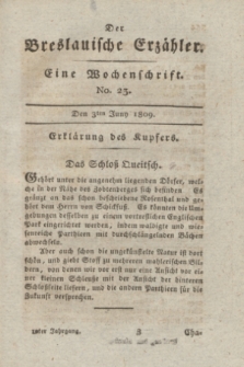 Der Breslauische Erzähler : eine Wochenschrift. Jg.10, No. 23 (3 Juni 1809) + wkładka