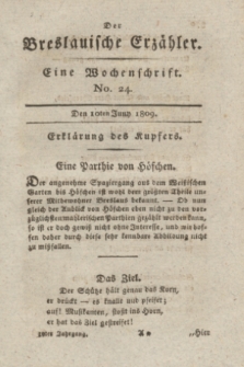 Der Breslauische Erzähler : eine Wochenschrift. Jg.10, No. 24 (10 Juni 1809) + wkładka