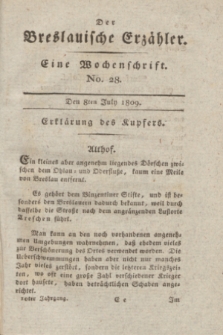 Der Breslauische Erzähler : eine Wochenschrift. Jg.10, No. 28 (8 Juli 1809) + wkładka