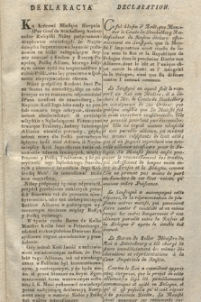 Deklaracya : [Inc.:] Ku końcowi Miesiąca Sierpnia JPan Graf de Stackelberg Ambassador Rossyiski [...] W Warszawie dnia 12. Oktobra 1788