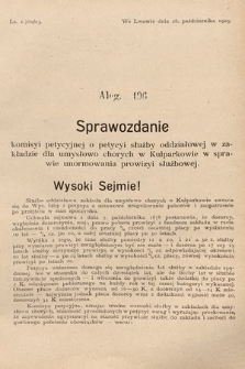 [Kadencja VIII, sesja II, al. 496] Alegata do Sprawozdań Stenograficznych z Drugiej Sesyi Ósmego Peryodu Sejmu Krajowego Królestwa Galicyi i Lodomeryi z Wielkiem Księstwem Krakowskiem z roku 1905. Alegat 496