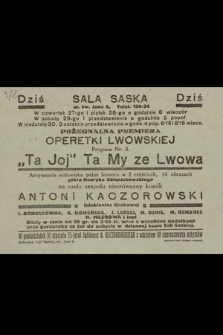 Pożegnalna premiera operetki lwowskiej program nr 3 : „Ta Joj” Ta My ze Lwowa