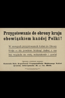 Przygotowanie do obrony kraju obowiązkiem każdej Polki!