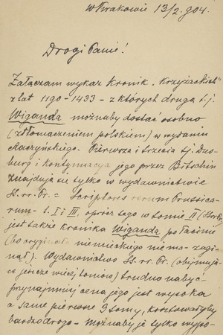 Dwa listy i trzy kartki Adama Chmiela do Stanisława Wyspiańskiego z lat 1904-1905