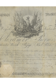 Dokument cara Aleksandra I dotyczący awansu podchorążego Wincentego Wernickiego na stopień podporucznika