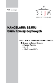 Pełny Zapis Przebiegu Posiedzenia Komisji do spraw Energii i Skarbu Państwa (nr 54) z dnia 9 lutego 2017 r.