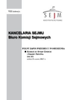 Pełny Zapis Przebiegu Posiedzenia Komisji do spraw Energii i Skarbu Państwa (nr 56) z dnia 9 marca 2017 r.