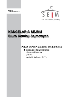 Pełny Zapis Przebiegu Posiedzenia Komisji do spraw Energii i Skarbu Państwa (nr 59) z dnia 20 kwietnia 2017 r.