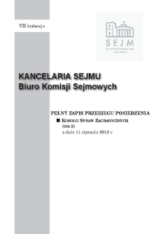 Pełny Zapis Przebiegu Posiedzenia Komisji Spraw Zagranicznych (nr 5) z dnia 11 stycznia 2012 r.