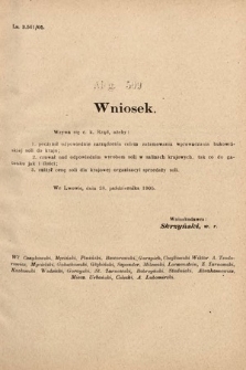 [Kadencja VIII, sesja II, al. 509] Alegata do Sprawozdań Stenograficznych z Drugiej Sesyi Ósmego Peryodu Sejmu Krajowego Królestwa Galicyi i Lodomeryi z Wielkiem Księstwem Krakowskiem z roku 1905. Alegat 509