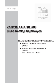 Pełny Zapis Przebiegu Posiedzenia Komisji Spraw Zagranicznych (nr 22) z dnia 26 kwietnia 2012 r.