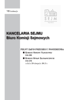 Pełny Zapis Przebiegu Posiedzenia Komisji Spraw Zagranicznych (nr 36) z dnia 29 sierpnia 2012 r.