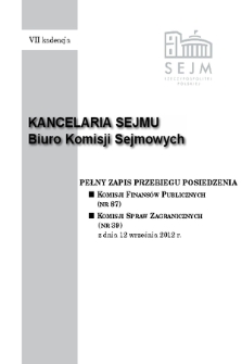 Pełny Zapis Przebiegu Posiedzenia Komisji Spraw Zagranicznych (nr 39) z dnia 12 września 2012 r.