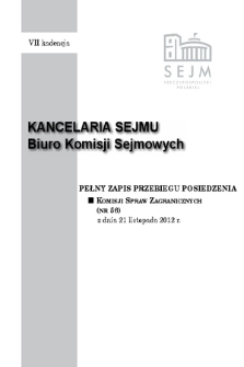 Pełny Zapis Przebiegu Posiedzenia Komisji Spraw Zagranicznych (nr 56) z dnia 21 listopada 2012 r.