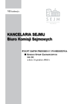 Pełny Zapis Przebiegu Posiedzenia Komisji Spraw Zagranicznych (nr 59) z dnia 13 grudnia 2012 r.