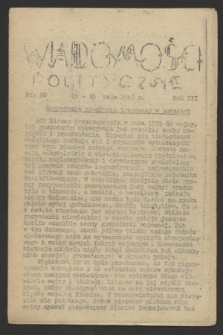 Wiadomości Polityczne. R.3, nr 90 (15-25 maja 1942)