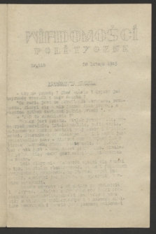 Wiadomości Polityczne. 1943, nr 116 (28 lutego)