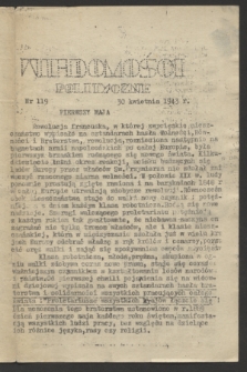 Wiadomości Polityczne. 1943, nr 119 (30 kwietnia)