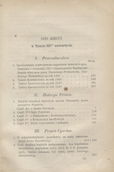 Przegląd Sądowy : pismo popularno-naukowe poświęcone teoryi i praktyce prawa. T.3, 1869, Spis rzeczy