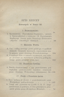 Przegląd Sądowy : pismo popularno-naukowe poświęcone teoryi i praktyce prawa. T.11, Spis rzeczy (1871)
