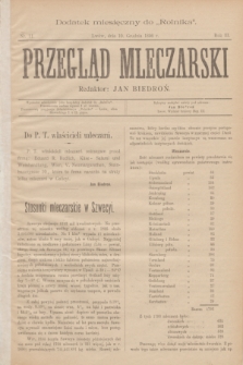 Przegląd Mleczarski : dodatek miesięczny do „Rolnika”. R.3, nr 11 (10 grudnia 1898)