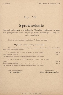 [Kadencja VIII, sesja II, al. 540] Alegata do Sprawozdań Stenograficznych z Drugiej Sesyi Ósmego Peryodu Sejmu Krajowego Królestwa Galicyi i Lodomeryi z Wielkiem Księstwem Krakowskiem z roku 1905. Alegat 540