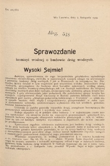 [Kadencja VIII, sesja II, al. 548] Alegata do Sprawozdań Stenograficznych z Drugiej Sesyi Ósmego Peryodu Sejmu Krajowego Królestwa Galicyi i Lodomeryi z Wielkiem Księstwem Krakowskiem z roku 1905. Alegat 548