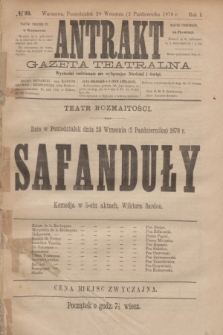 Antrakt : gazeta teatralna : wychodzi codziennie, nie wyłączając niedziel i świąt. R.1, № 93 (2 października 1876)