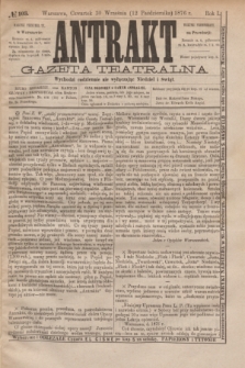 Antrakt : gazeta teatralna : wychodzi codziennie, nie wyłączając niedziel i świąt. R.1, № 103 (12 października 1876)