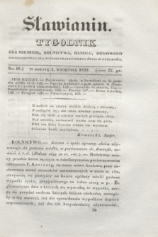 Sławianin : tygodnik dla rzemiosł, rolnictwa, handlu, domowego gospodarstwa i dla potrzeb praktycznego życia w ogólności. [T.1], No 10 (4 kwietnia 1829) + wkładka